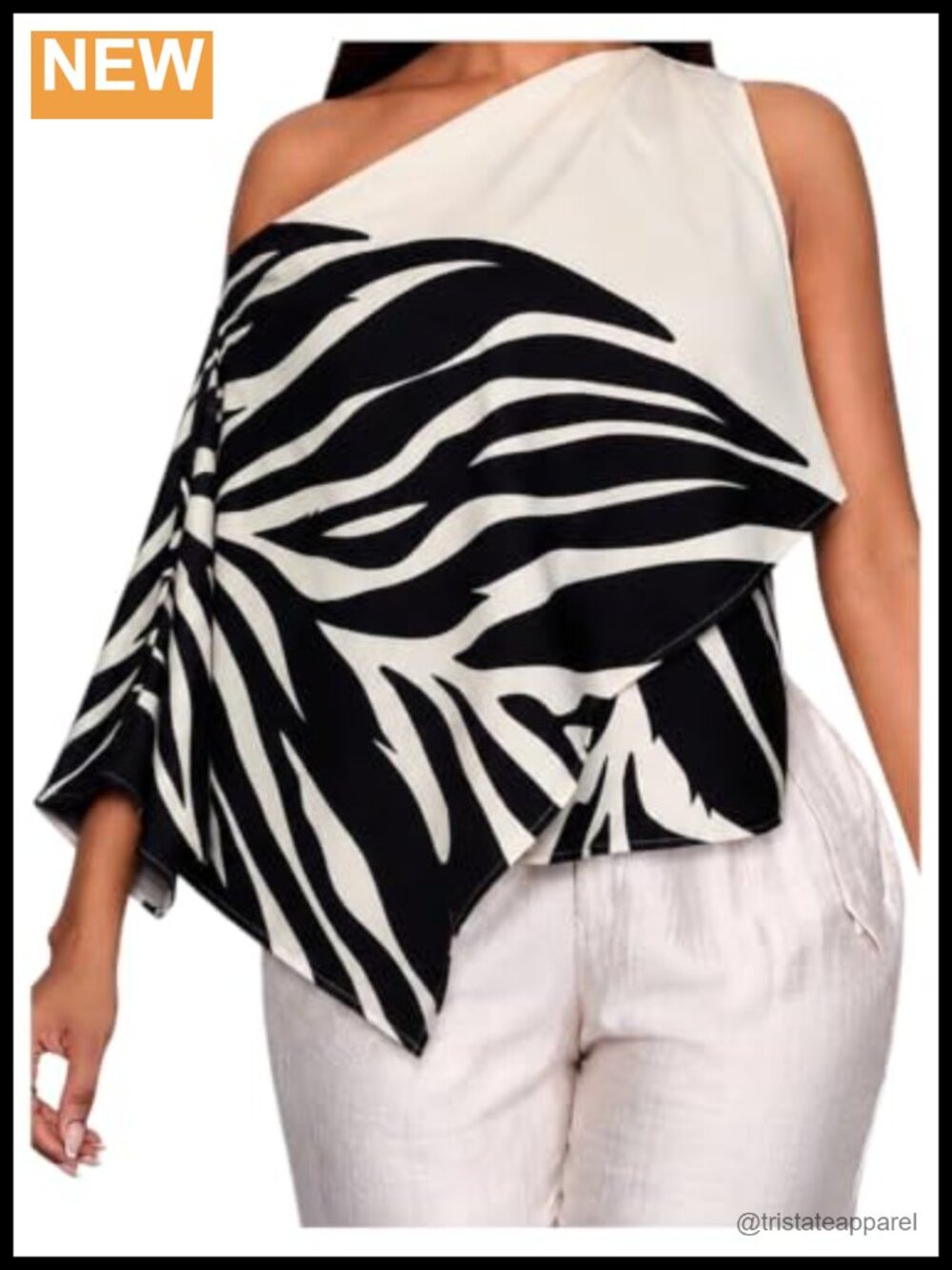 Off Shoulder Zebra Print Blouse Wrap Top Flowy Asymmetrical Tunic Shirt